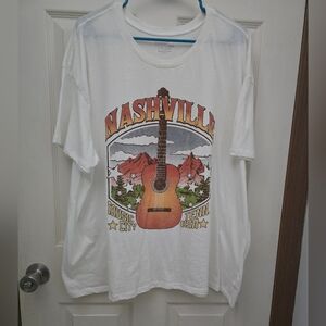 Time and Tru White Nashville Graphic Tee